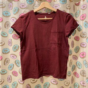 Me to We Burgundy Cropped Pocket T-shirt